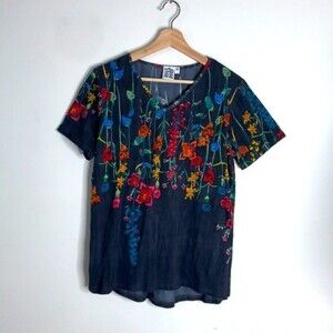 Parsley & sage ladies floral cotton blend T-shirt blouse size medium